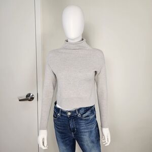 Wilfred Aritzia Light Grey Merino Wool Sweater Cropped Sz XS